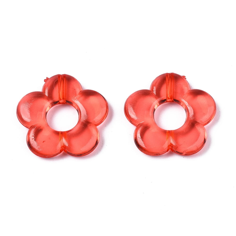 Transparent Acrylic Beads Frames Flower Mixed Color 18x19x4mm Hole: 1.2mm Inner Diameter: 6mm about 690pcs/500g