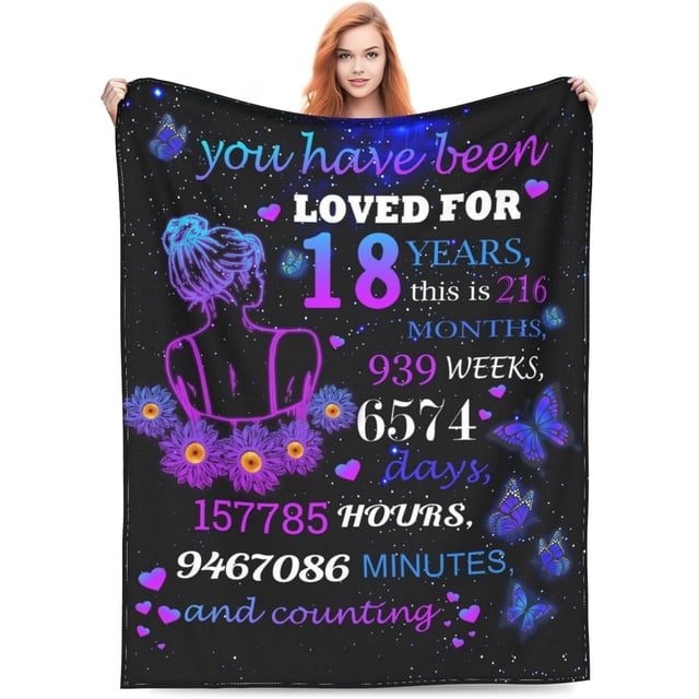 LHSHID 18th Birthday Gifts for Girls Soft Warm Throw Blanket Lightweight Flannel Fleece Bed Blanket Gift for Girls Boys Men Women Chair Couch