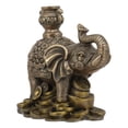 thumbnail image 4 of Feng Shui Auspicious Elephant With Trunk Up Standing On Gold Ingot Coins Statue, 4 of 9