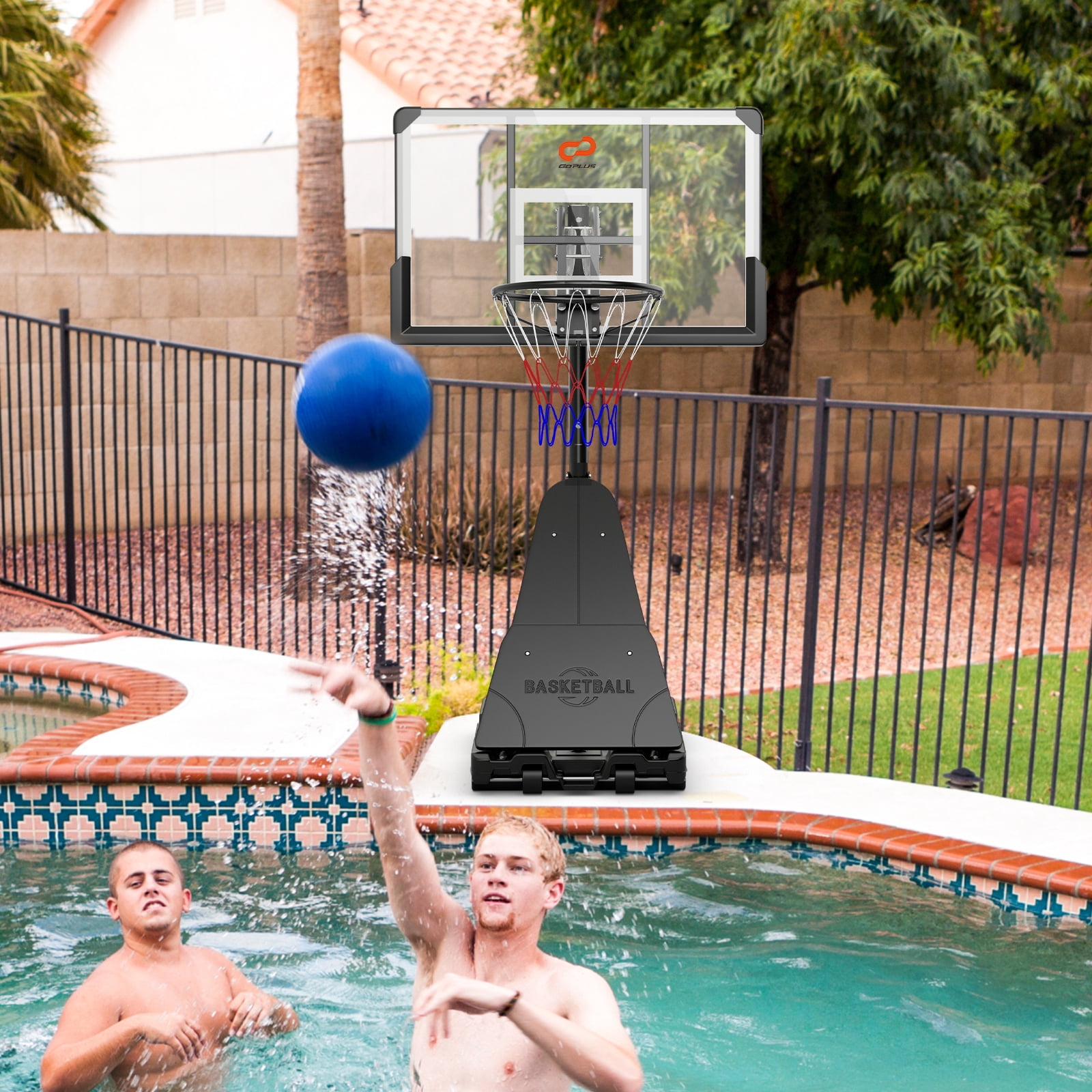 Topbuy Portable Basketball Hoop Basketball Hoop with Shatterproof PC Backboard