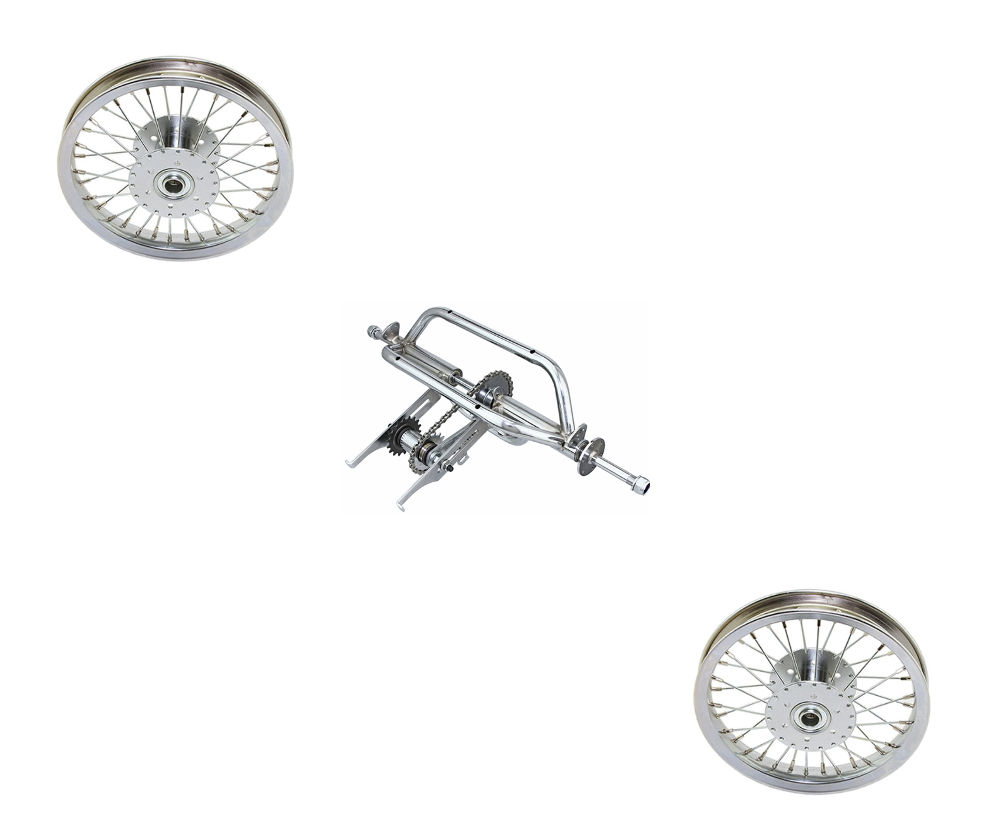 Chrome Trike Conversion Kit for 12 inch Bicycle. Comes with Two 12
