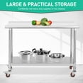 thumbnail image 3 of Danolapsi Food Prep Stainless Steel Table - 48x24x35 Inch Metal Table Cart- Commercial Workbench with Caster Wheel,Backsplash,Commercial Workstation for Restaurant,Warehouse,Home,Kitchen,Garage, 3 of 8