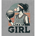 thumbnail image 2 of "Like A Girl" Women's Basketball Women's Heather Gray Crew Neck Short Sleeve Crop Tee-Medium, 2 of 3