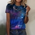 thumbnail image 2 of T-shirts Surdimensionnés Femmes Quotidien Été Imprimé Col Rond Débardeurs Manches Courtes Chemises d'Entraînement T-Shirts Décontractés T-Shirts Femmes Bleu Foncé TTG, 2 of 4