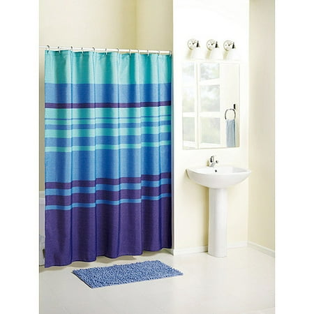 Mainstays Cool Ombre Stripe Fabric Shower Curtain 1 Each Com