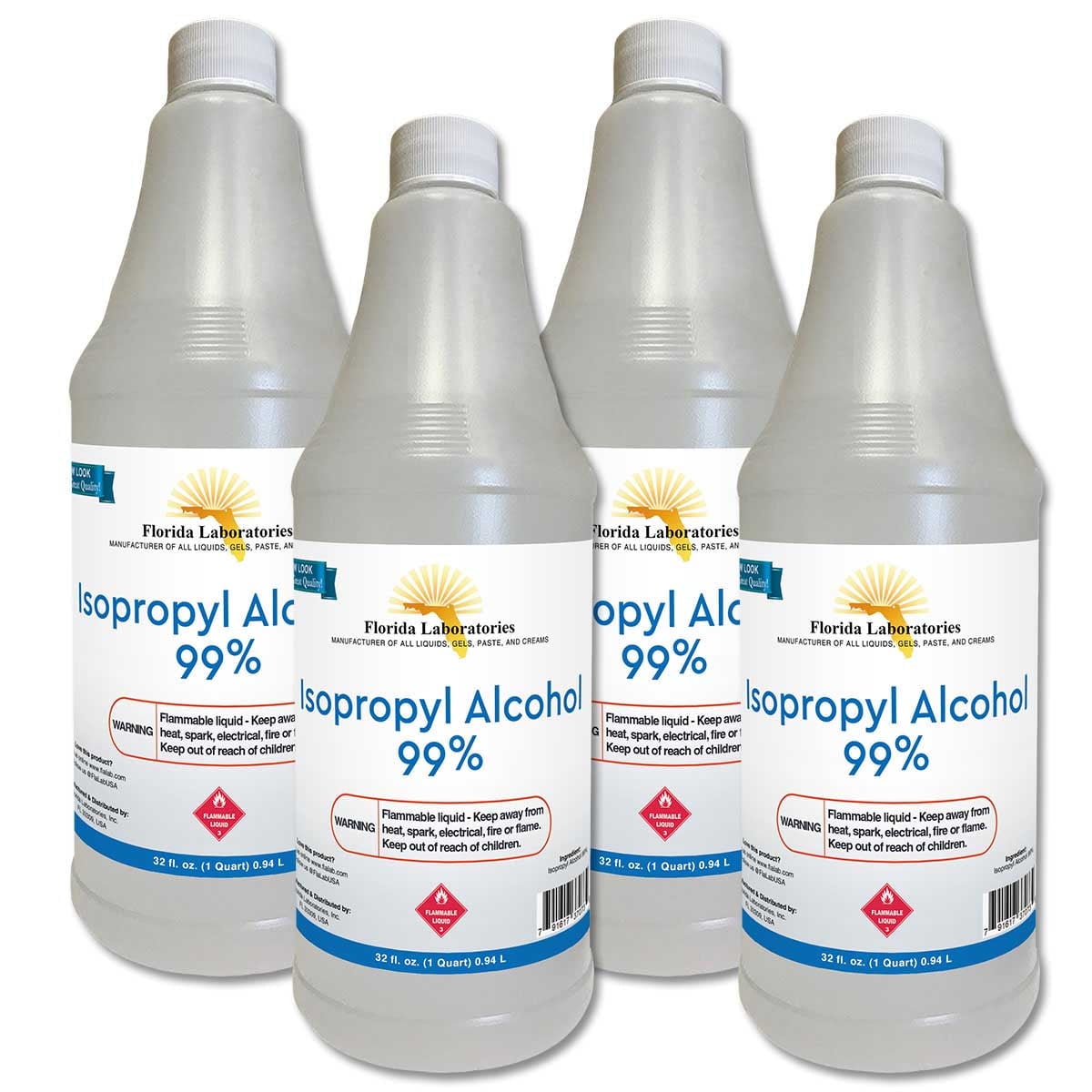Isopropyl Alcohol, 99%, Pure, 4 Quarts, 1 Gallon, Anhydrous