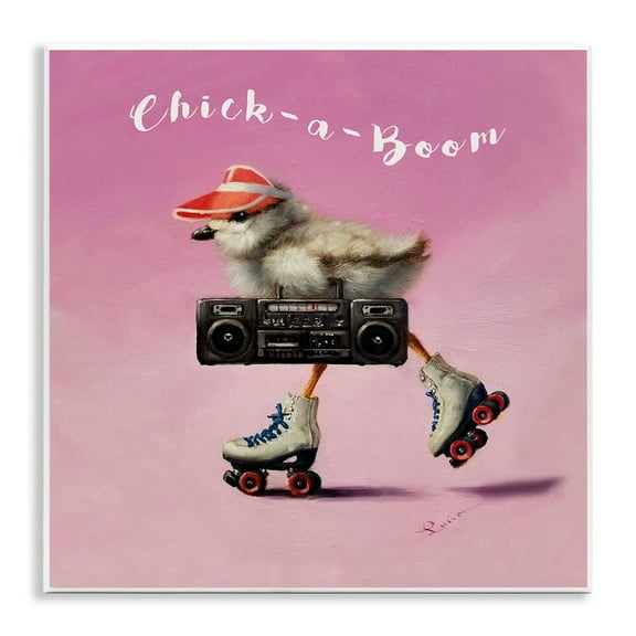 Stupell Industries Chick-A-Boom Boombox Bird Animals Painting Unframed Art Print Wall Art, 12 x 12