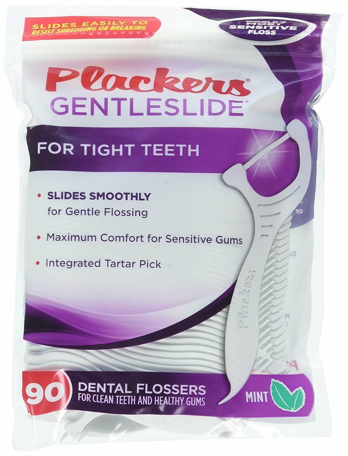 Plackers Gentle Slide Dental Flossers with Mint Blast Flavor 90 Count