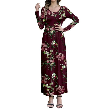 Women's Sleeveless/Long Sleeve Plain Maxi Dresses Casual Long Dresses with Pockets