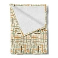 thumbnail image 2 of Abstract Soft Flannel Fleece Blanket, Vertical Horizontal Crossed Rounded Lines Geometric Colorful Pattern, Cozy Plush for Indoor and Outdoor Use, 60" x 80", Orange Pale Blue Brown, by Ambesonne, 2 of 5