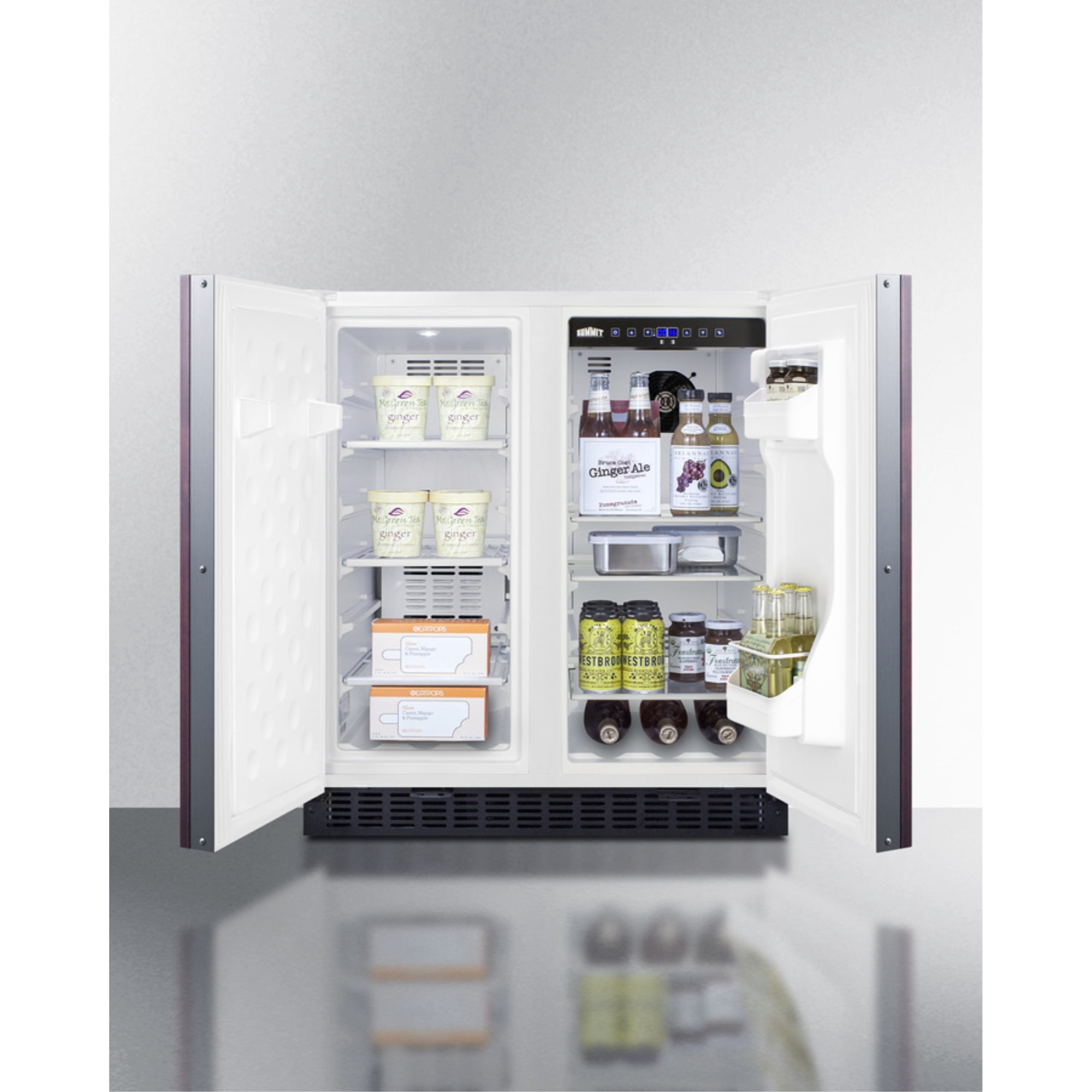 30 Inches wide undercounter frost-free side-by-side refrigerator-freezer with panel-ready doors
