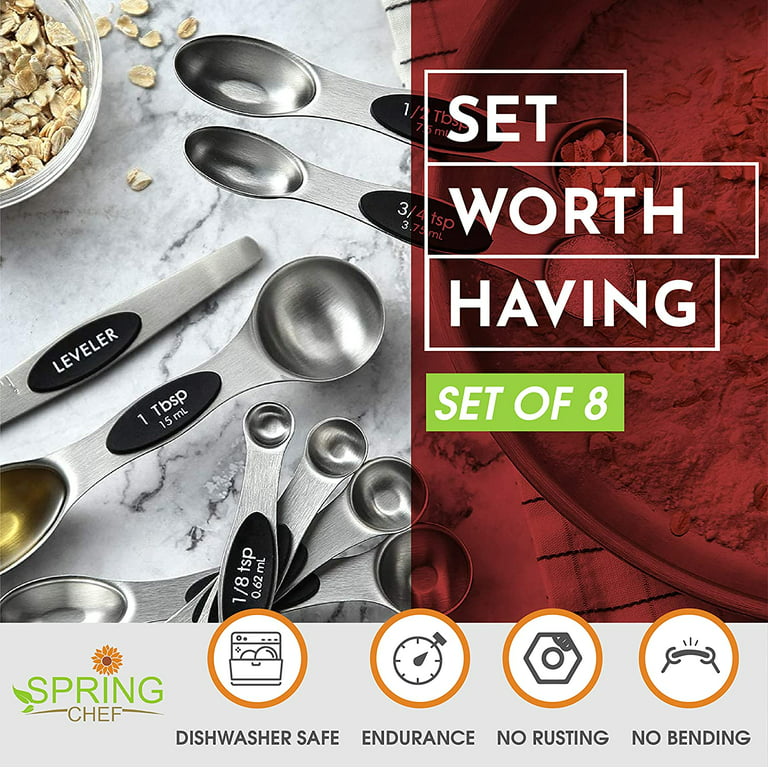 6 Pcs Magnetic Measuring Spoons Set Stainless Steel Dual Sided Stackable Teaspoons  Tablespoons For Dry Or Liquid Fits In Spice - Measuring Spoons - AliExpress