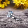 thumbnail image 3 of Art Deco 10k White Gold 1.50 Carat 7x5mm Emerald Cut Aquamarine Engagement Ring Anniversary Gift, 3 of 5