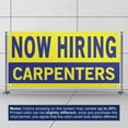 thumbnail image 3 of Now Hiring Carpenters 13 oz Heavy Duty Vinyl Banner Carpenter Jobs Available Help Wanted Sign for Business Advertising Indoor/Outdoor Single-Sided with Metal Grommets (2x5 ft, Ye & Bl), 3 of 6