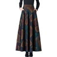 thumbnail image 5 of Joernso Elastic Waist Side Pockets Large Hem Plus Size Retro Skirt Autumn Winter Plaid Print High Waist A-Line Maxi Skirt Female Clothing, 5 of 8