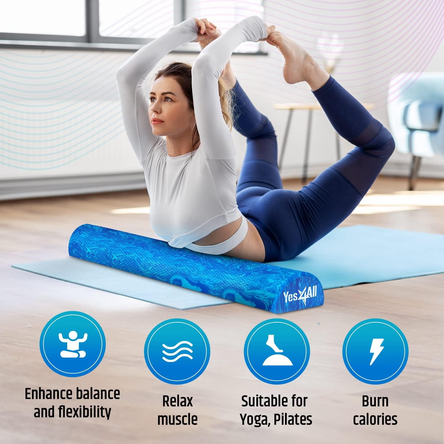 Yes4All Half Roller EVA - Blue - 36 inch