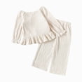 thumbnail image 5 of TOWED22 Toddler Girl Baby Clothes Set Long Sleeve Graphic Sweatshirt and Elastic Waist Pants 2pcs Outfits Fall Winter(Beige,3-4 Y), 5 of 7