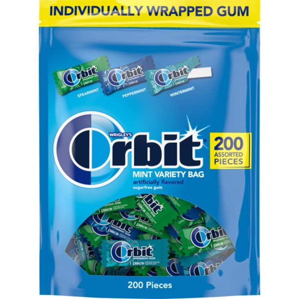 ORBIT Peppermint, Spearmint, & Wintermint Assorted Sugar Free Chewing Gum Pack, 13.4 oz 200-Piece