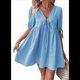 thumbnail image 3 of Vestido Informal de Verano 2025 para Mujer, de Corta, Corte A, con Lazo y Lazo Al Frente, Estilo Babydoll, Holgado y . Azul XL, 3 of 10