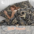 thumbnail image 4 of 3 Piece Black Floral Duvet Cover Set Queen Size, Microfiber Comforter/Quilt Cover with Corner Ties and 2 Pillowcases, Boho Botanical Vintage Paisley Flower All Season Soft Bedding with Zipper Closure, 4 of 8