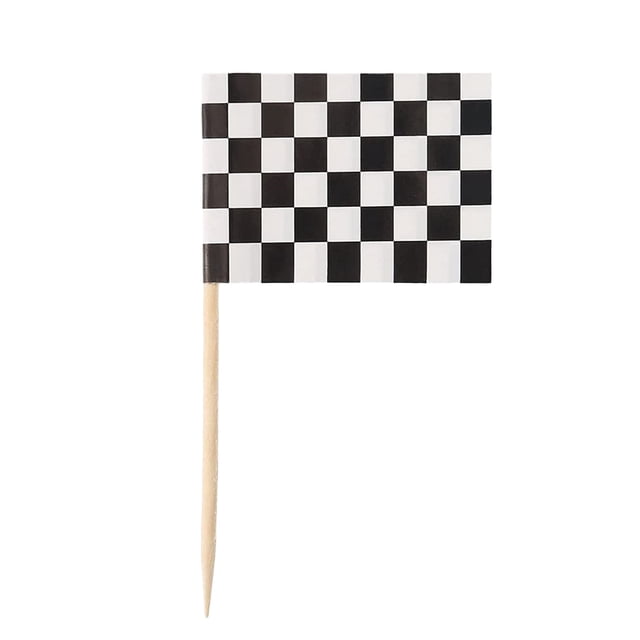 pitrice 100 Pieces Accessories Racing Toothpicks Flags Markers Mini Muffin Cocktail Fruit Sticks Food Dining black white plaid 1Set