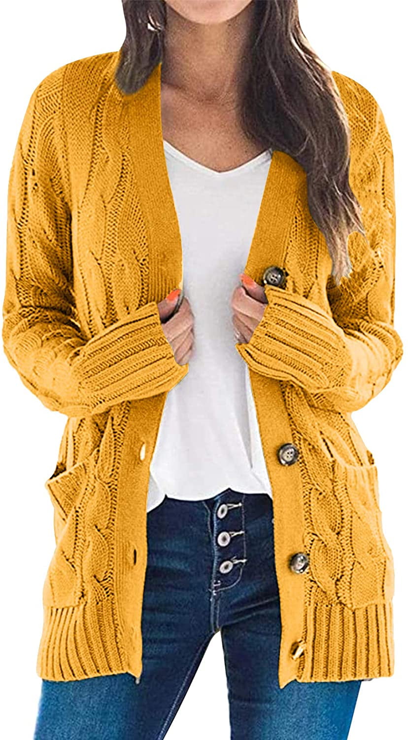 Cable Knit Open Front Cardigan Sweaters 