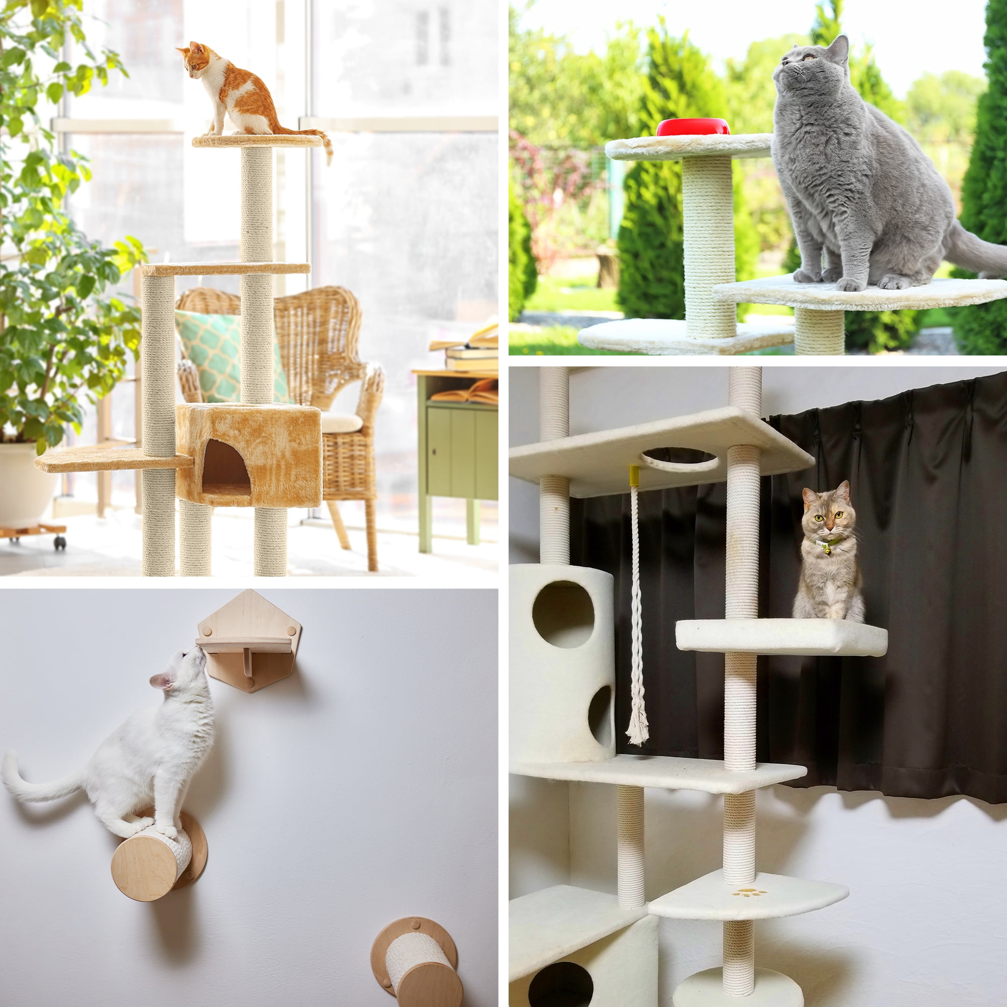 Pet Cat scratching posts Replacement Sisal Rope DIY Replaceable Sharpen Claw Toy Supplies  Scratch Post Refill Pole for Indoor Playing white 40cmx8cm