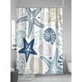 thumbnail image 5 of Shower Curtain Blue Starfish Shower Curtains for Bathroom, Waterproof Polyester Shower Curtain Set with Hooks, Stall Long Size 54"x78" Marine Life Ocean Coastal, 5 of 6