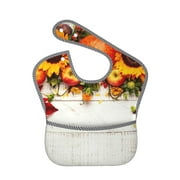Bingfone Mess-Proof Baby Bib - Waterproof Bib For Baby Boy Or Girl With Food Catcher Pocket, Unisex-Thanksgiving With Autumn