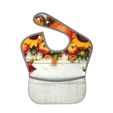 Bingfone Mess-Proof Baby Bib - Waterproof Bib For Baby Boy Or Girl With Food Catcher Pocket, Unisex-Thanksgiving With Autumn