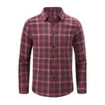 thumbnail image 4 of Shirts For Men Casual Plaid Long Sleeve Button Down Lapel Cardigan Blouses With Double Pockets Holiday Loose Fall Tops Red XL, 4 of 9
