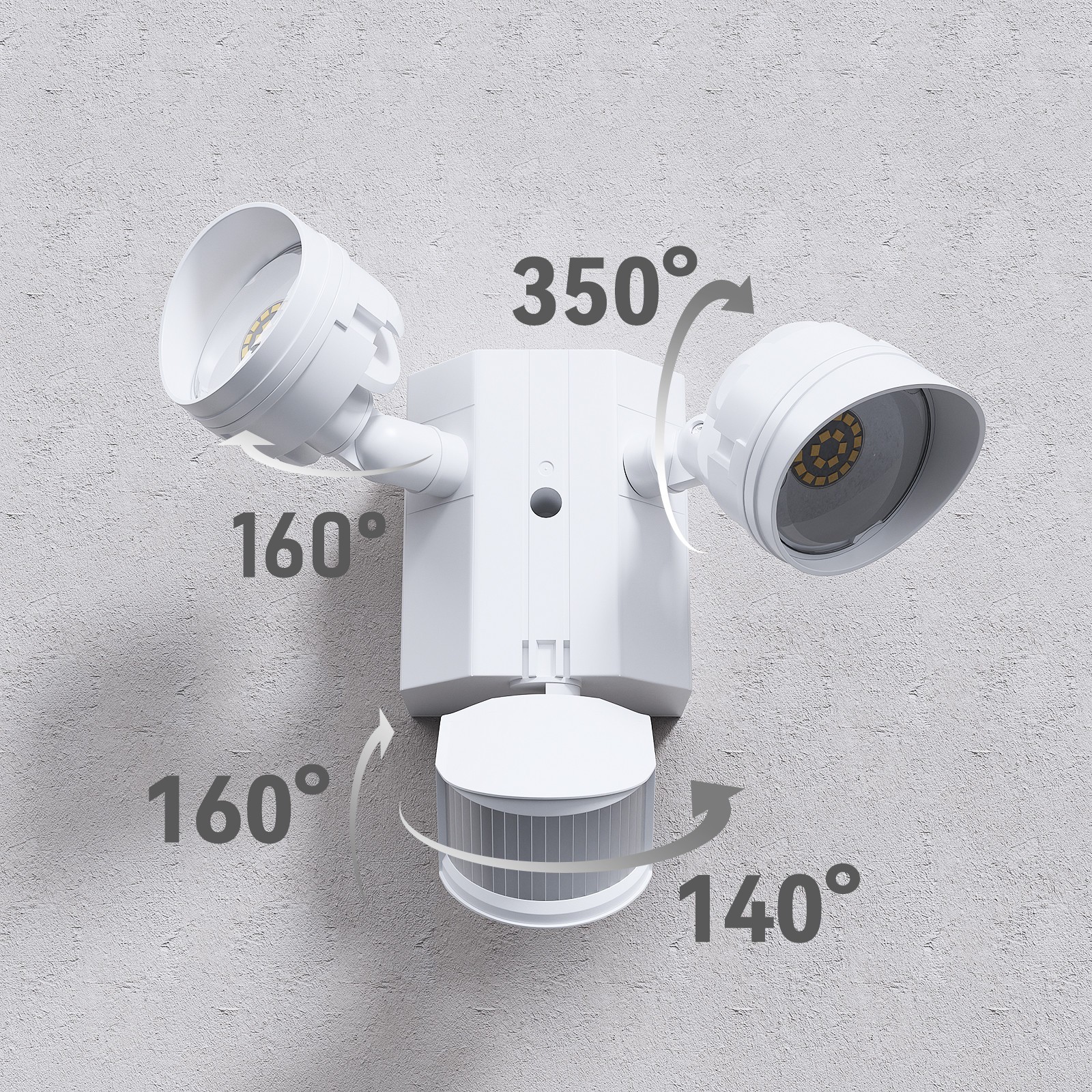 4 Pack 30W Dual-Head LED Security Light with GFCI Outlets, Motion Sensor & Dusk to Dawn Floodlight, Wet Location, 5000K Daylight, ETL Listed, White