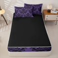 thumbnail image 4 of jejeloiu Spooky Skull Zipper Twin Comforter Sets with Fitted Sheet and 2 Pillowcases,Damask Pattern Zipper Bedding Set For Adults,Purple Black,Black Reversible,4-Piece, 4 of 7