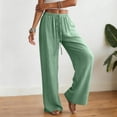 thumbnail image 4 of RFQWOVSR Women's High Waist Drawstring Wide Leg Linen Pants with Pockets Loose Fit Casual Summer Trousers XL, 4 of 5