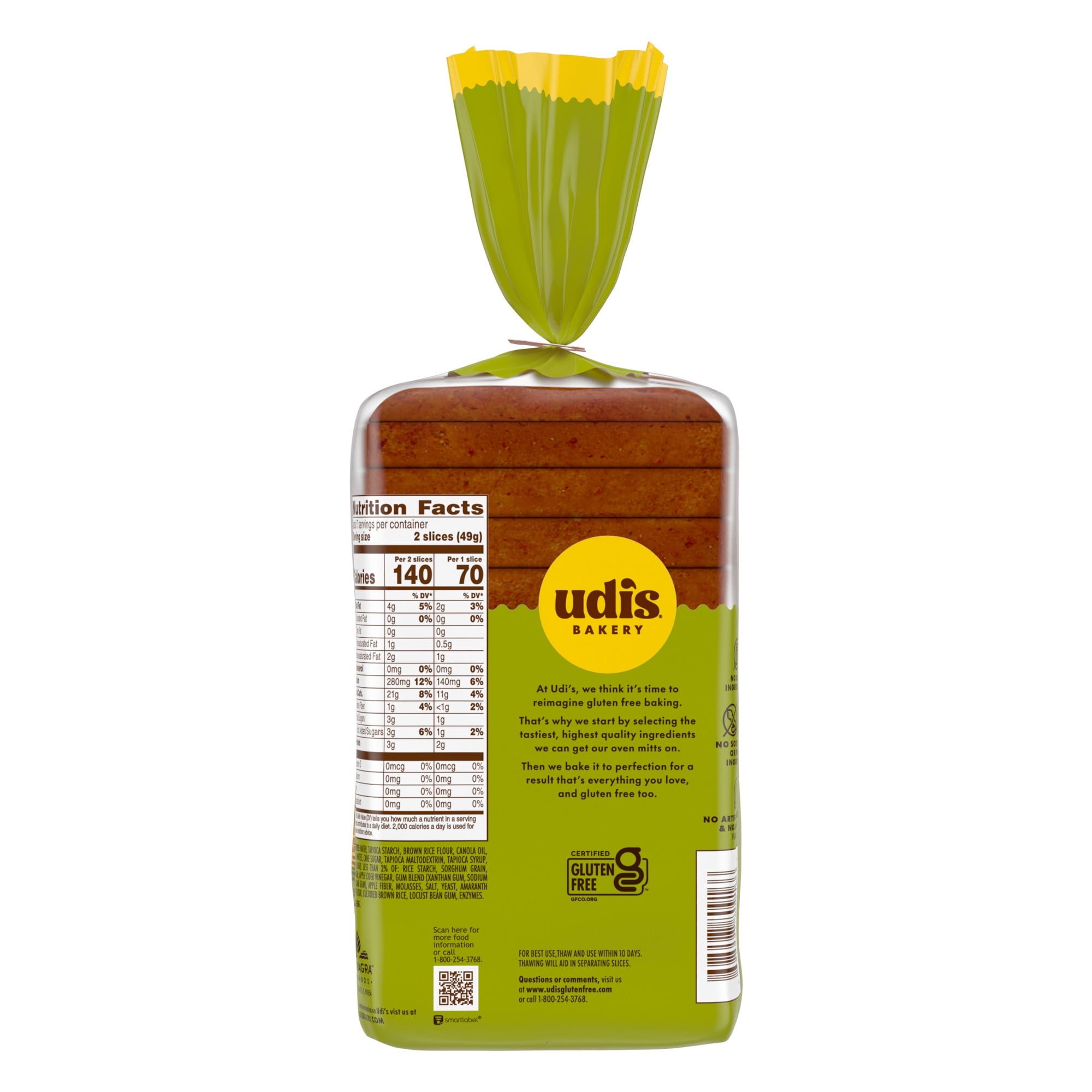 Udi's Gluten Free Multigrain Sandwich Bread, 12 oz (Frozen)
