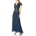 thumbnail image 2 of J Kara Robe Longue Portefeuille pour Femmes avec Manches à Volants, Marine/ombré/mercure, 10, 2 of 4
