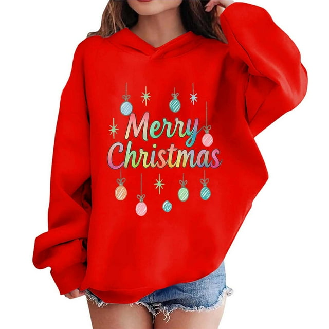Sudaderas con capucha para niños y niñas, sudaderas navideñas con capucha para niños medianos y grandes, camisetas de manga larga, sudaderas para niños