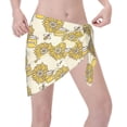 thumbnail image 3 of Disketp Cartoon Honey Pot Bee Sunflower Women Swimsuit Cover Up Short Chiffon Summer Beach Sarong Bikini Wrap Skirt Bathing Suit, 3 of 7
