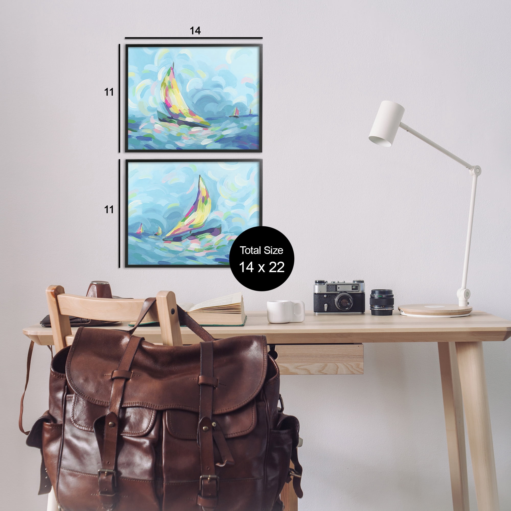 Stupell Industries Brushed Maritime Sailboats Transportation Painting Black Framed Art Print Wall Art, 14 x 11, Set of 2