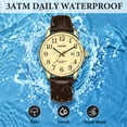 thumbnail image 3 of Watch for Men,Analog Quartz Waterproof Wristwatch with Date and Leather Band,Casual Fashion Mens Watches Gift for Man, 3 of 8