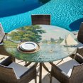 thumbnail image 6 of Green Trees Round Tablecloth 36-44 Inch Round Fitted Table Cloth with Elastic Edge, Modern Watercolor Botanical Waterproof Table Cover Protector for Outdoor Picnic Party Dining, 6 of 9