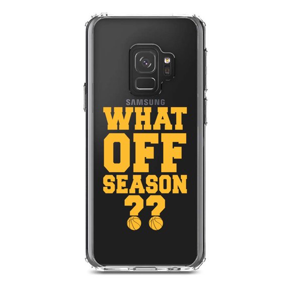DistinctInk Clear Shockproof Hybrid Case for Samsung Galaxy S9 (5.8" Screen) - TPU Bumper Acrylic Back Tempered Glass Screen Protector - What Off Season? Basketball