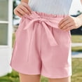 thumbnail image 3 of WMTBSRSW Big Girls Sumemr Shorts with Pockets Ruffle High Waisted Shorts Casual Lightweight Adjustable Tie Knot Loose Shorts 5-14 Years, 3 of 9