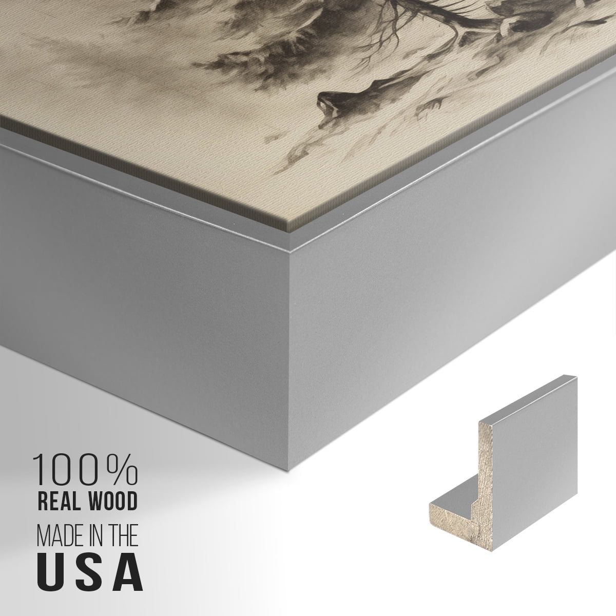 Vintage Landscape-CLXX By Wexford Home Framed in Silver Wood Gallery Wrapped Canvas 17 in. x 25 in.