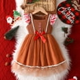 thumbnail image 2 of FAOWME Big Child Girls Christmas Dresses Sleeveless Bow Mesh Comfortable Fashion Dance Dresses For Holiday Party Brown 6-7 Years, 2 of 7