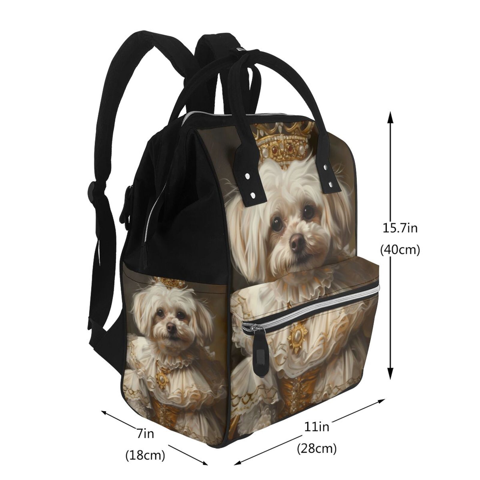 Fuzoiu Regal Dog In Royal Attire Print Diaper Bag Backpack,Baby Essentials Travel Tote,Multi function Waterproof Diaper Bag, Travel Essentials Baby Bag - Unisex