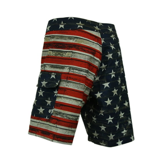 Patriotic USA Men's Patriotic Faded American Flag Board Shorts