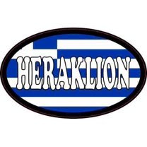 4in x 2.5in Oval Greek Flag Heraklion Sticker