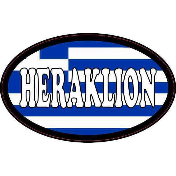 4in x 2.5in Oval Greek Flag Heraklion Sticker
