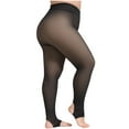 thumbnail image 6 of Kilaqueen 2 PC Plus Size Fleece Lined Tights for Women Fake Translucent Thermal Pantyhose Casual Tummy Control Lightweight Leggings, 6 of 9